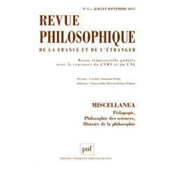 ISBN Revue philosophique 2015, t. 140 (3) livre philosophie Français