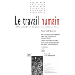 ISBN travail humain 2015, vol. 78 (1) livre Psychologie Français