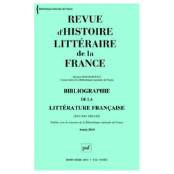 ISBN RHLF 2015, Bibliographie 2014 livre Littérature Français