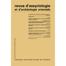 ISBN Rev. d'assyrio. et d'archéo. orient. 2016, vol. 110 livre histoire Français