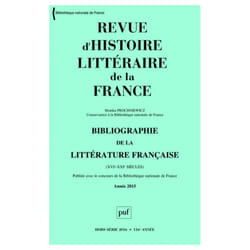 ISBN RHLF 2016, Bibliographie 2015 livre Littérature Français