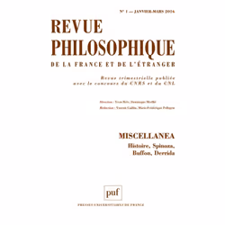 ISBN Revue philosophique 2016, t. 141 (1), philosophie, Français, 144 pages