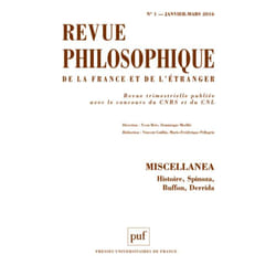 ISBN Revue philosophique 2016, t. 141 (1) livre philosophie Français