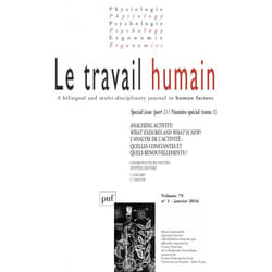 ISBN travail humain 2016, vol. 79 (1) livre Psychologie Français