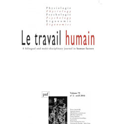 ISBN travail humain 2016, vol. 79 (2) livre Psychologie Français
