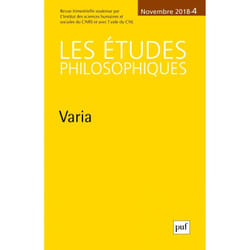 ISBN études philosophiques 2018, n° 4 livre philosophie Français