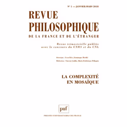 ISBN Revue philosophique 2018, t. 143 (1), philosophie, Français, 128 pages