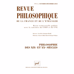 ISBN Revue philosophique 2018, t. 143 (4), philosophie, Français, 144 pages