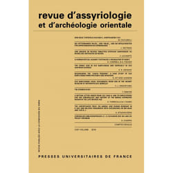 Rev. d'assyrio. et d'archéo. orient. 2018, vol. 112