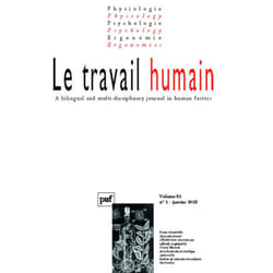 ISBN travail humain 2018, vol. 81 (1) livre Psychologie Français