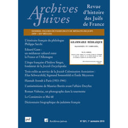 ISBN Archives Juives, vol. 52, n° 1 (2019) livre histoire Français