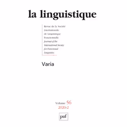 ISBN linguistique 2020, vol. 56 (2), Littérature, Français