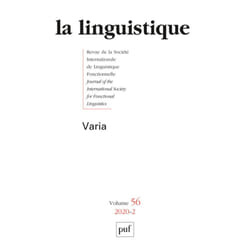 La linguistique 2020, vol. 56(2)