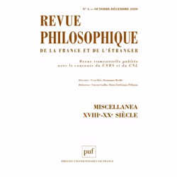 ISBN REVUE PHILOSOPHIQUE 2020, T.145(4), philosophie, Français