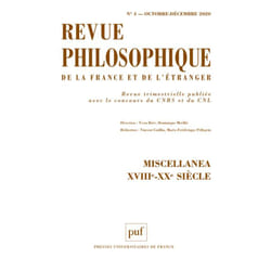 Revue philosophique 2020, t.145(4)