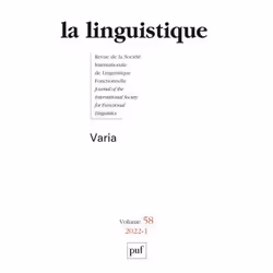 ISBN La linguistique 2022, vol. 58(1), Littérature, 288 pages