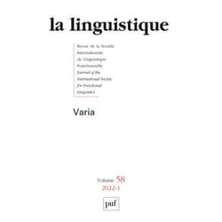 ISBN La linguistique 2022, vol. 58(1)