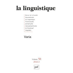 ISBN La linguistique 2022, vol. 58(2)