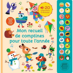 Livre sonore de comptines - Dès 1 an - 20 comptines - Éveil musical - Autonomie - Boîtier sonore