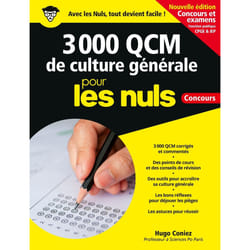 ISBN 3 000 QCM de Culture générale pour les Nuls Concours - NE : Le livre de Hugo Coniez