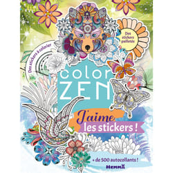 ISBN Color Zen - J'aime les stickers - + de 500 autocollants - Des stickers à colorier - Des stickers pailletés : Le livre de Collectif