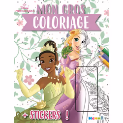 ISBN Disney Princesses - Mon gros coloriage + stickers ! (Raiponce et Tiana) : Le livre de Collectif, 130 pages