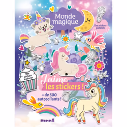 ISBN J'aime les stickers - Monde magique - + de 500 autocollants - Des stickers à colorier - Des stickers pailletés : Le livr ...