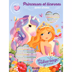 ISBN Coup de coeur créations - Mon coloriage précieux - Princesses et Licornes - avec strass : Le livre de Elen Lescoat, 26 p ...