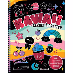 ISBN Kawaii - Carnet à gratter - Avec 1 carnet à gratter, 25 stickers holographiques pailletés, des activités amusantes ! : L ...
