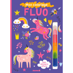 ISBN Mon coloriage fluo (Licornes) - Avec stickers offerts : Le livre de Collectif, Collectif, 28 pages