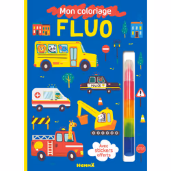 ISBN Mon coloriage fluo (Véhicules) - Avec stickers offerts : Le livre de Collectif, Collectif, 28 pages