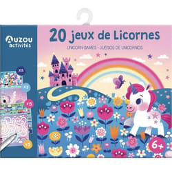 Jeux de société - Auzou - 20 jeux de licornes - 20 jeux plastifiés - Stylo effaçable - Cherche et trouve géant
