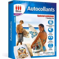 Autocollants Spécial Extérieur - 7 feuilles A4 blanches mates imperméables