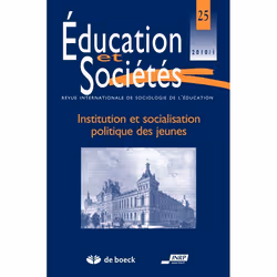 ISBN Revue Education Et Societes T.25; Institution Et Socialisation Politique Des Jeunes, société, Français, Livre broché
