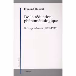 ISBN De La Reduction Phenomenologique; Textes Posthumes (1926-1935), philosophie, Français