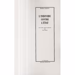 ISBN L'Individu Contre L'Etat, philosophie, Français, Livre broché