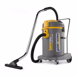 Aspirateur eau poussières à roulettes Ghibli, muni de deux moteurs de nouvelle génération haute efficacité. Dimensions et poi ...