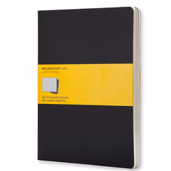 Moleskine Cahier, Monochromatique, Noir, 120 feuilles, 120 g/m², Papier quadrillé, Couverture rigide