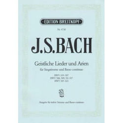 Partitions classique EDITION BREITKOPF BACH J.S. - GEISTL. LIEDER UND ARIEN TIEF - TENOR, PIANO Ténor, piano
