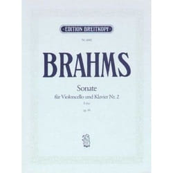 Partitions classique EDITION BREITKOPF BRAHMS J. - SONATE OP. 99 N°2 EN FA MAJEUR - VIOLONCELLE, PIANO Violoncelle