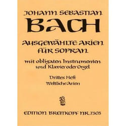 Partitions classique EDITION BREITKOPF BACH J.S. - AUSGEWAHLTE ARIEN FUR SOPRAN 3 Soprano, instruments