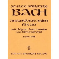 Partitions classique EDITION BREITKOPF BACH J.S. - AUSGEWAHLTE ARIEN FUR ALT 1 MIT OBLIGATEN INSTRUMENTEN UND KLAVIER ODER ORGEL Alto, instruments