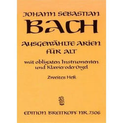 Partitions classique EDITION BREITKOPF BACH J.S. - AUSGEWAHLTE ARIEN FUR ALT 2 MIT OBLIGATEN INSTRUMENTEN UND KLAVIER ODER ORGEL Alto, instruments