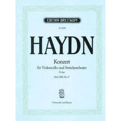 Partitions classique EDITION BREITKOPF HAYDN J. - VIOLONCELLOKONZERT D VIIB:4 - VIOLONCELLE, PIANO Violoncelle