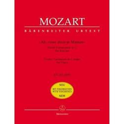 Partitions classique BARENREITER MOZART W.A. - AH, VOUS DIRAI-JE MAMAN KV 265 (300E) - PIANO Piano