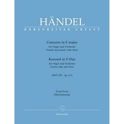 Partitions classique BARENREITER HAENDEL G.F. - CONCERTO EN FA MAJEUR POUR ORGUE ET ORCHESTRE HWV 292, OP.4/4 - ORGUE ET CHOEUR MIXTE Choeur et ensemble vocal