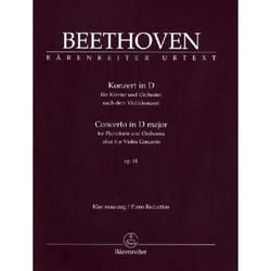 Partitions classique BARENREITER BEETHOVEN - KONZERT IN D OP.61 Piano
