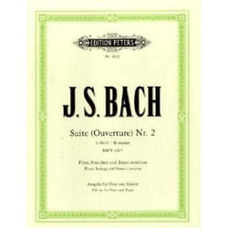 Partitions classique EDITION PETERS BACH JOHANN SEBASTIAN - SUITE (OVERTURE) BWV 1067 - FLUTE AND PIANO Flûte traversière