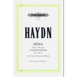 Partitions classique EDITION PETERS HAYDN FRANZ JOSEPH - MASS IN BB MARIA-THERESIA MASS - MIXED CHOIR AND ORCHESTRA (PAR 10 MINIMUM) Choeur et ensemble vocal
