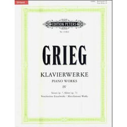 Partitions classique EDITION PETERS GRIEG EDVARD - SUPPLEMENT, VOL. 4 - PIANO Piano
